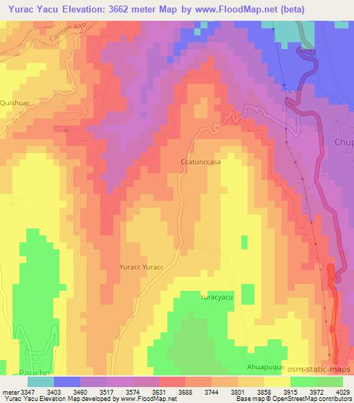 Yurac Yacu,Peru Elevation Map