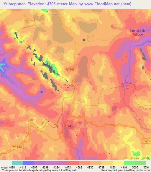 Yuracpunco,Peru Elevation Map
