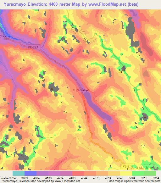Yuracmayo,Peru Elevation Map