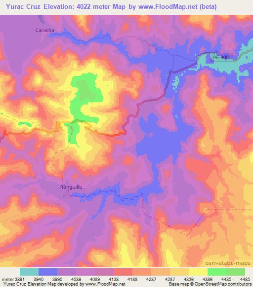 Yurac Cruz,Peru Elevation Map