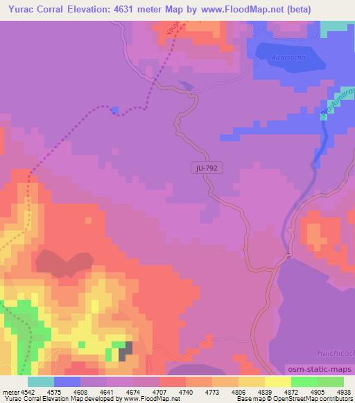 Yurac Corral,Peru Elevation Map