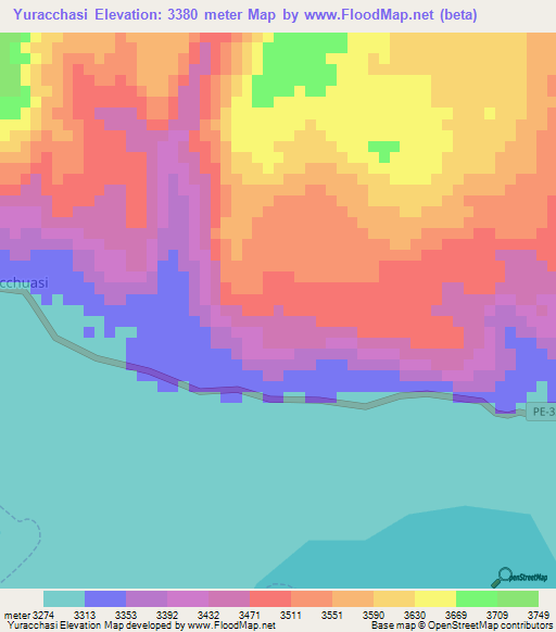Yuracchasi,Peru Elevation Map