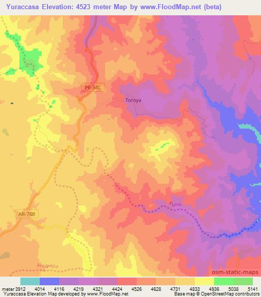 Yuraccasa,Peru Elevation Map