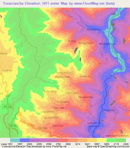 Yuraccancha,Peru Elevation Map