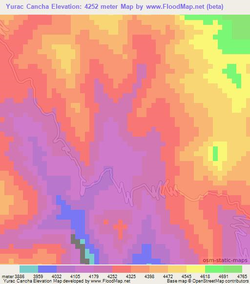 Yurac Cancha,Peru Elevation Map
