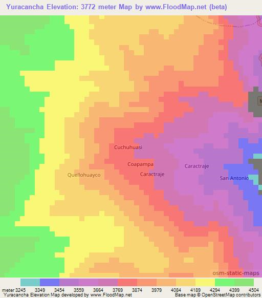 Yuracancha,Peru Elevation Map