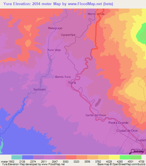 Yura,Peru Elevation Map