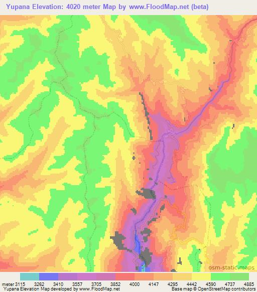 Yupana,Peru Elevation Map