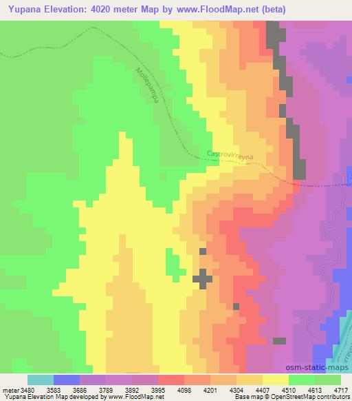 Yupana,Peru Elevation Map