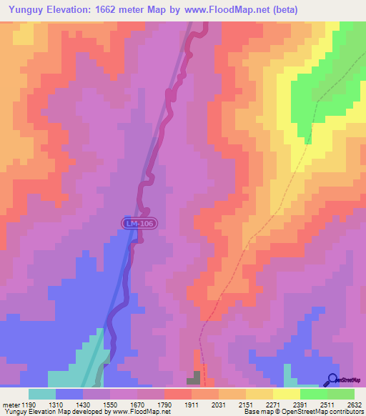 Yunguy,Peru Elevation Map