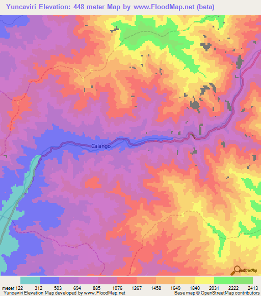 Yuncaviri,Peru Elevation Map