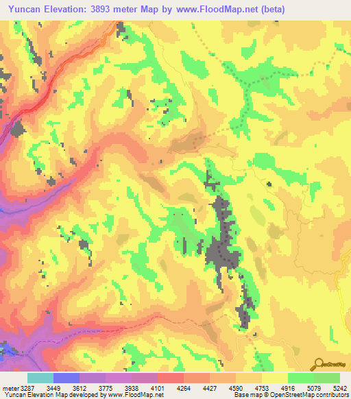 Yuncan,Peru Elevation Map