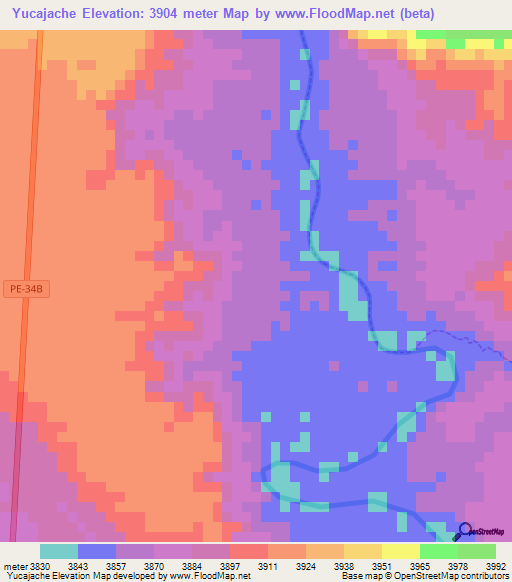 Yucajache,Peru Elevation Map