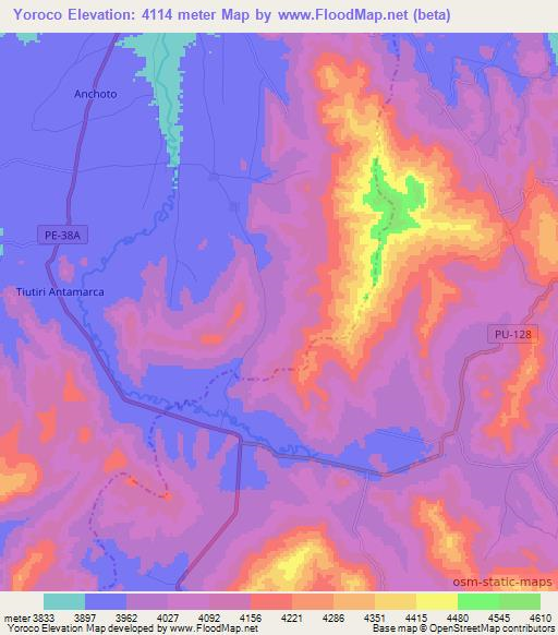 Yoroco,Peru Elevation Map