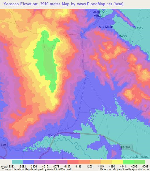 Yorocco,Peru Elevation Map