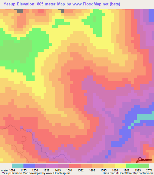 Yesup,Peru Elevation Map