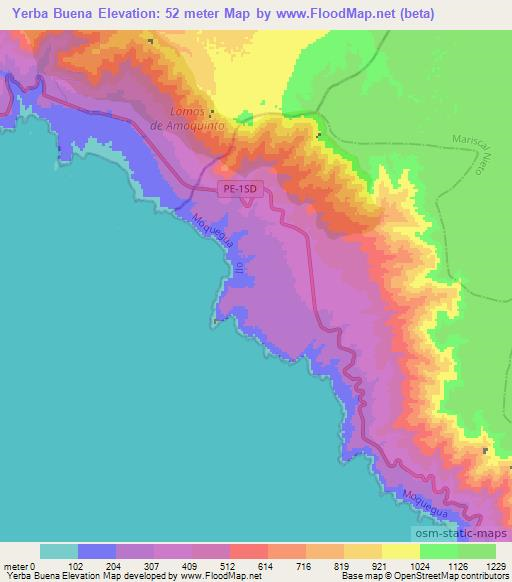 Yerba Buena,Peru Elevation Map