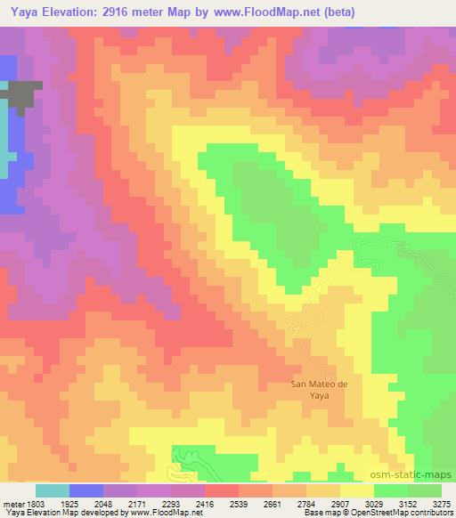 Yaya,Peru Elevation Map