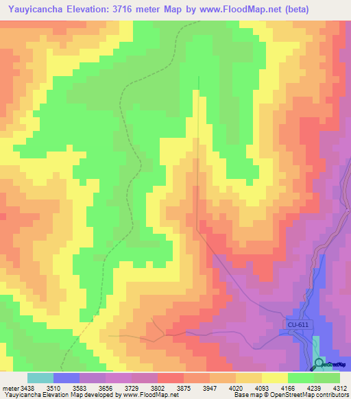 Yauyicancha,Peru Elevation Map