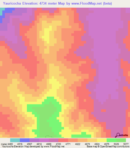 Yauricocha,Peru Elevation Map