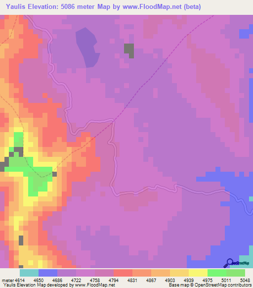 Yaulis,Peru Elevation Map