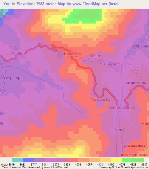 Yaulio,Peru Elevation Map
