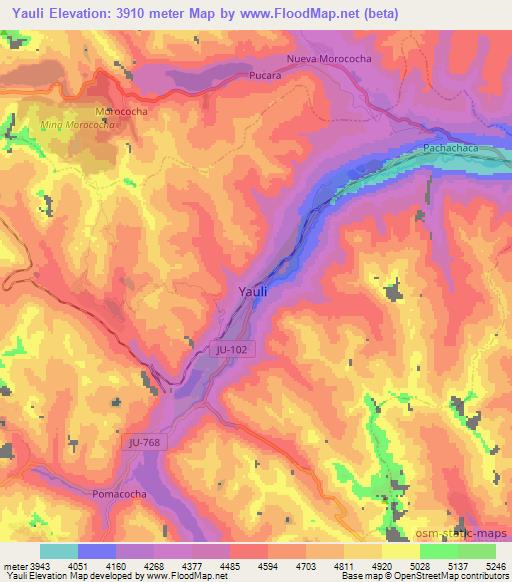 Yauli,Peru Elevation Map
