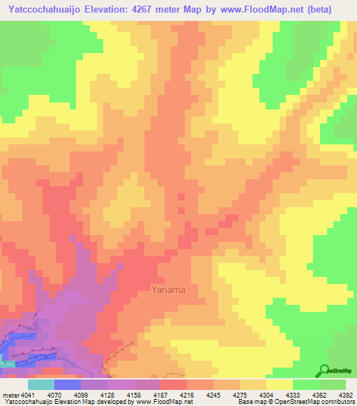 Yatccochahuaijo,Peru Elevation Map