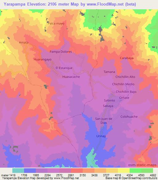 Yarapampa,Peru Elevation Map