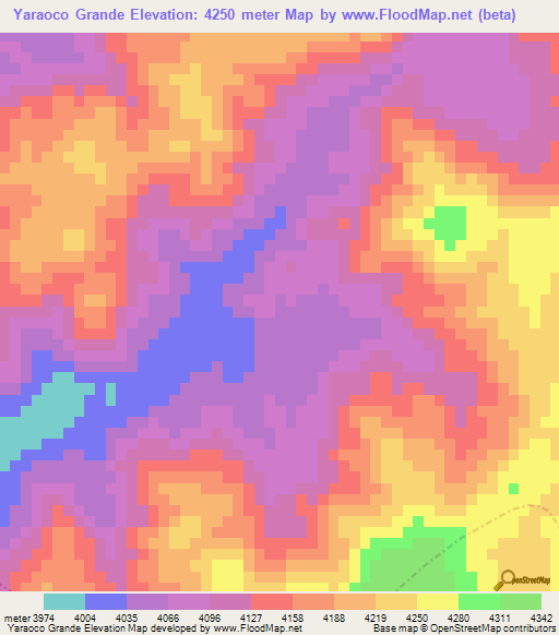 Yaraoco Grande,Peru Elevation Map