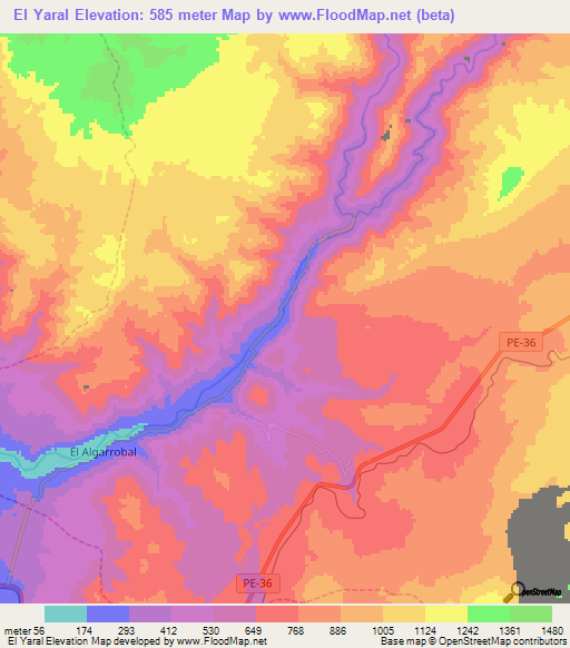 El Yaral,Peru Elevation Map