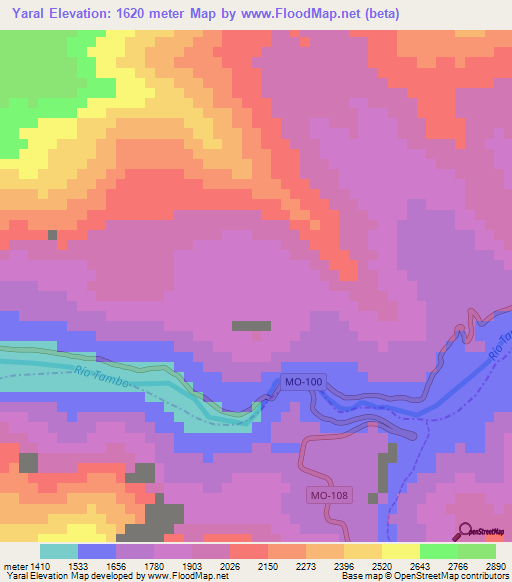 Yaral,Peru Elevation Map