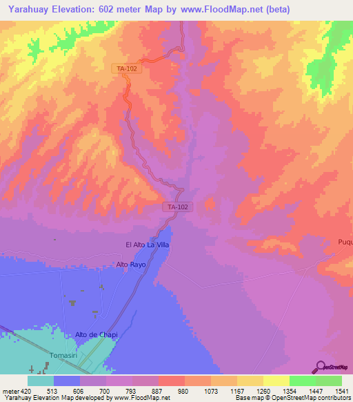 Yarahuay,Peru Elevation Map