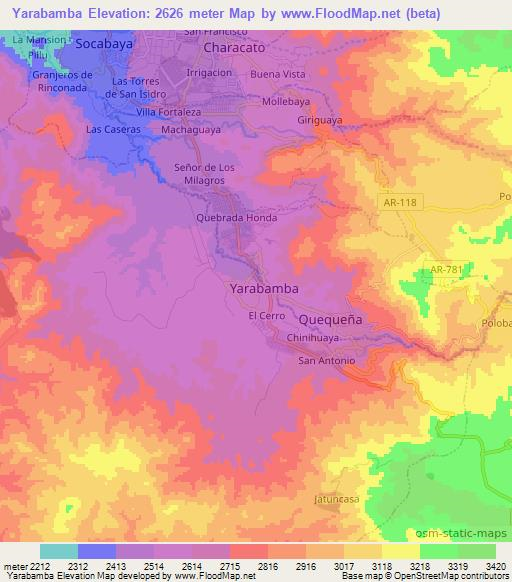 Yarabamba,Peru Elevation Map