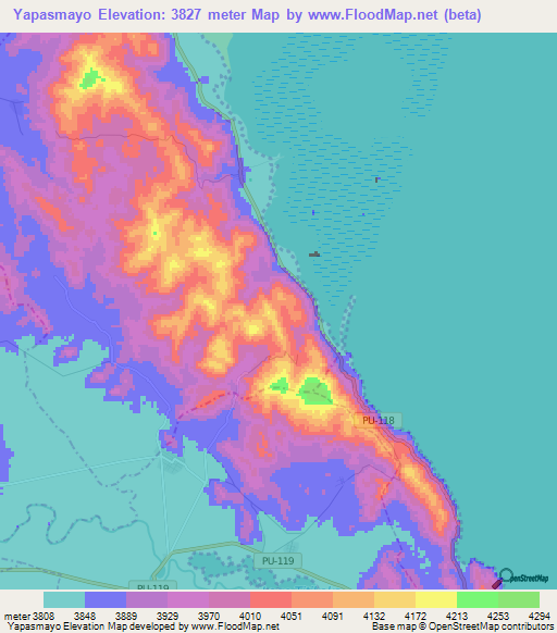 Yapasmayo,Peru Elevation Map