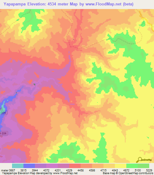 Yapapampa,Peru Elevation Map