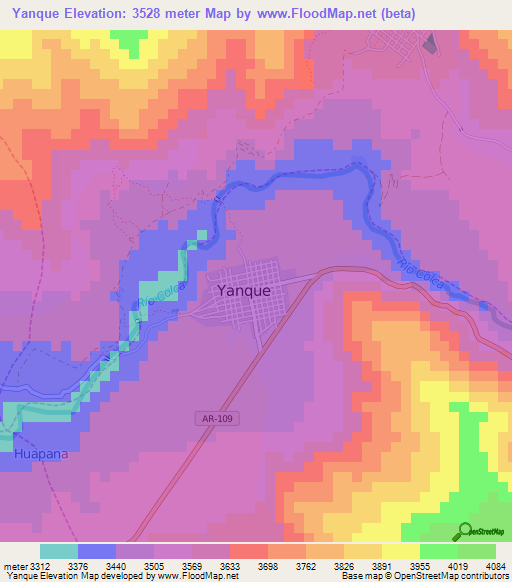 Yanque,Peru Elevation Map