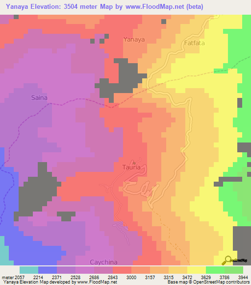 Yanaya,Peru Elevation Map