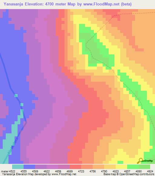 Yanasanja,Peru Elevation Map