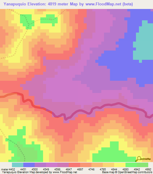 Yanapuquio,Peru Elevation Map