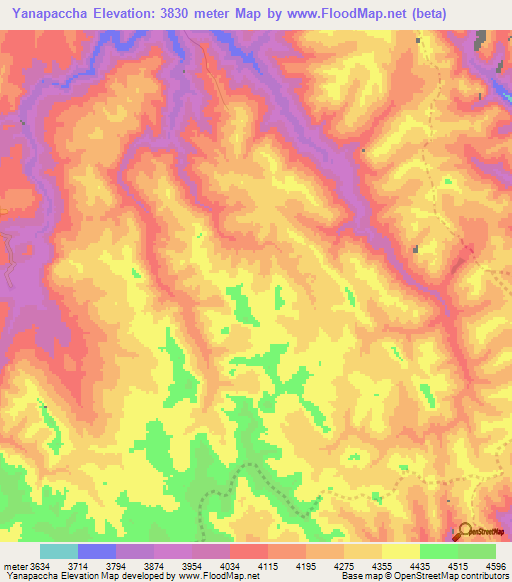 Yanapaccha,Peru Elevation Map