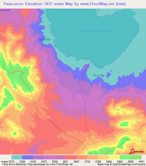 Yana-orcco,Peru Elevation Map