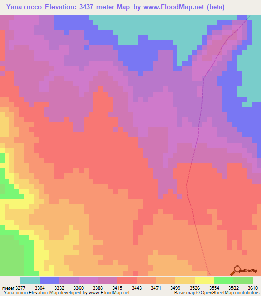 Yana-orcco,Peru Elevation Map