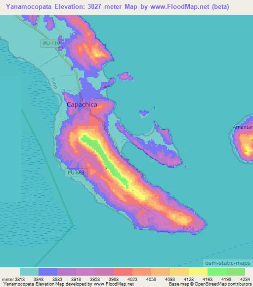 Yanamocopata,Peru Elevation Map