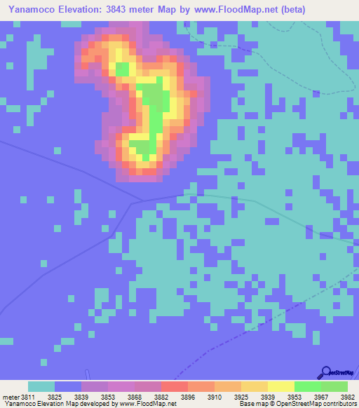 Yanamoco,Peru Elevation Map
