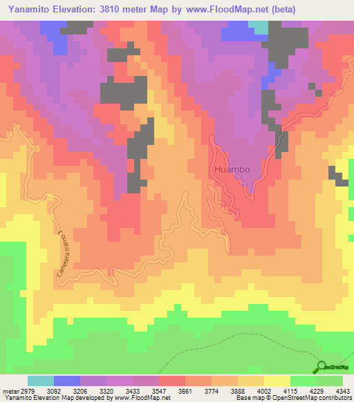 Yanamito,Peru Elevation Map