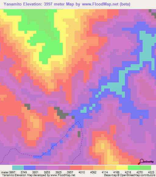 Yanamito,Peru Elevation Map
