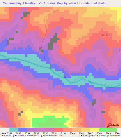 Yanamachay,Peru Elevation Map