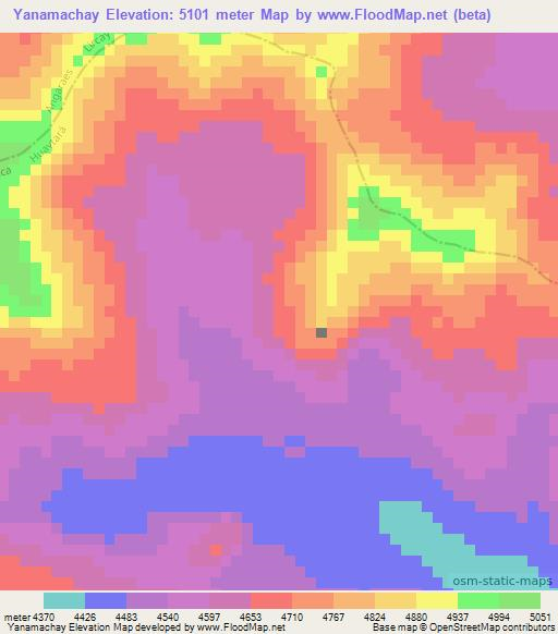 Yanamachay,Peru Elevation Map