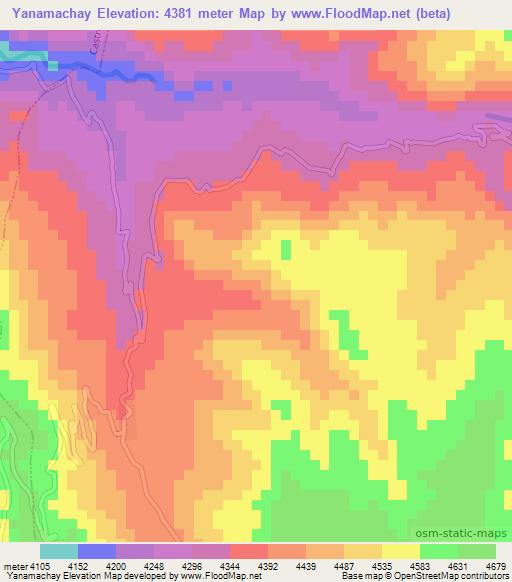 Yanamachay,Peru Elevation Map
